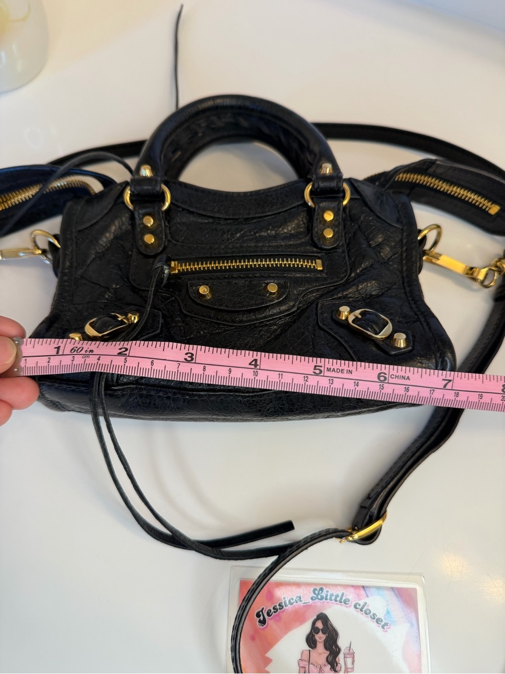 🎀BALENCIAGA Agneau Giant 12 Gold Hardware Micro City Gris Fossile - Picture 16 of 17